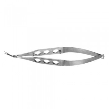 Stern-Gills Micro Scissor Angled Forward - Sharp Tips - Extra Thin Stainless Steel, 11 cm - 4 1/2" Blade Size 10 mm